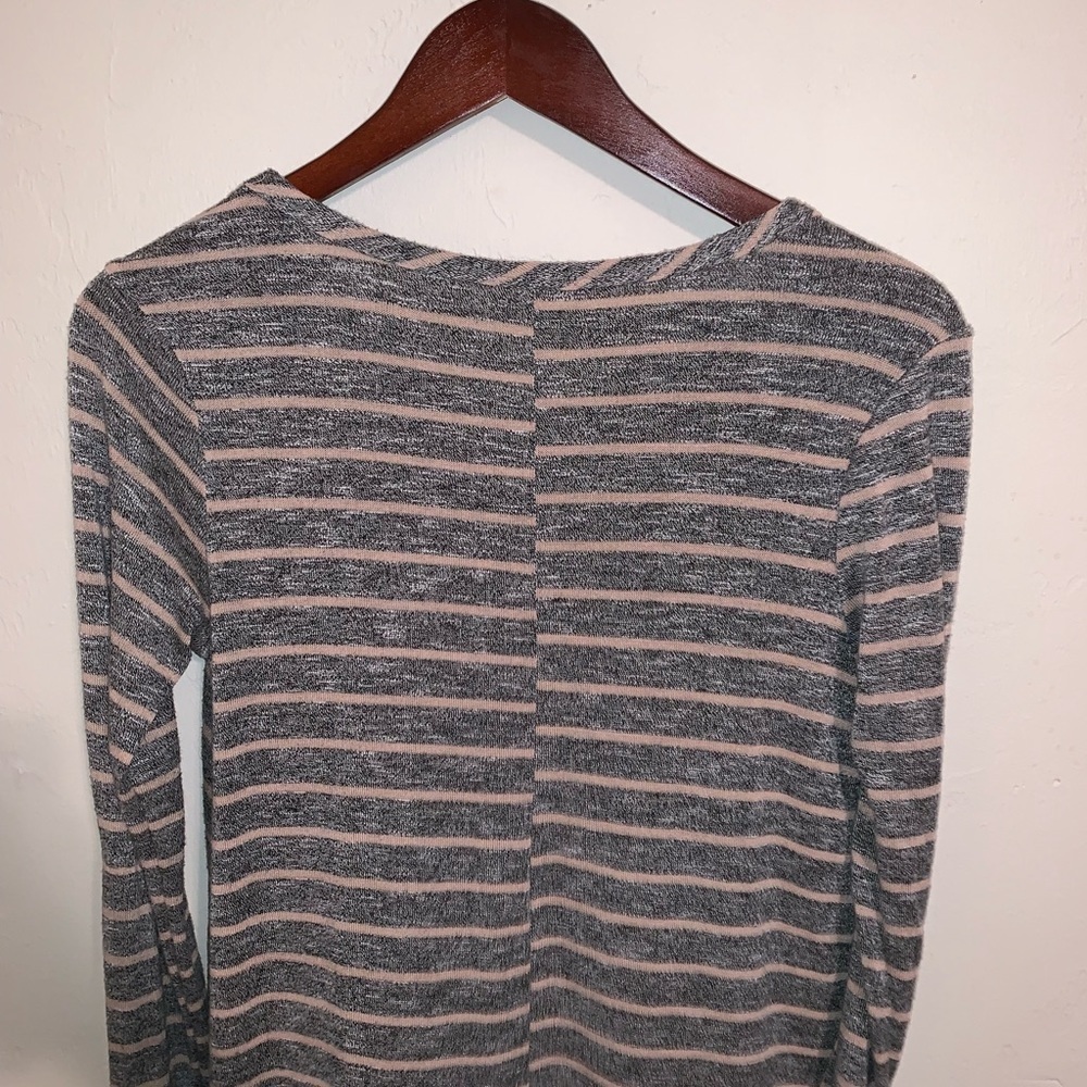 Pinc Knit Swing Dress with Long Sleeves and Horizontal Stripes - Picture 5 of 6